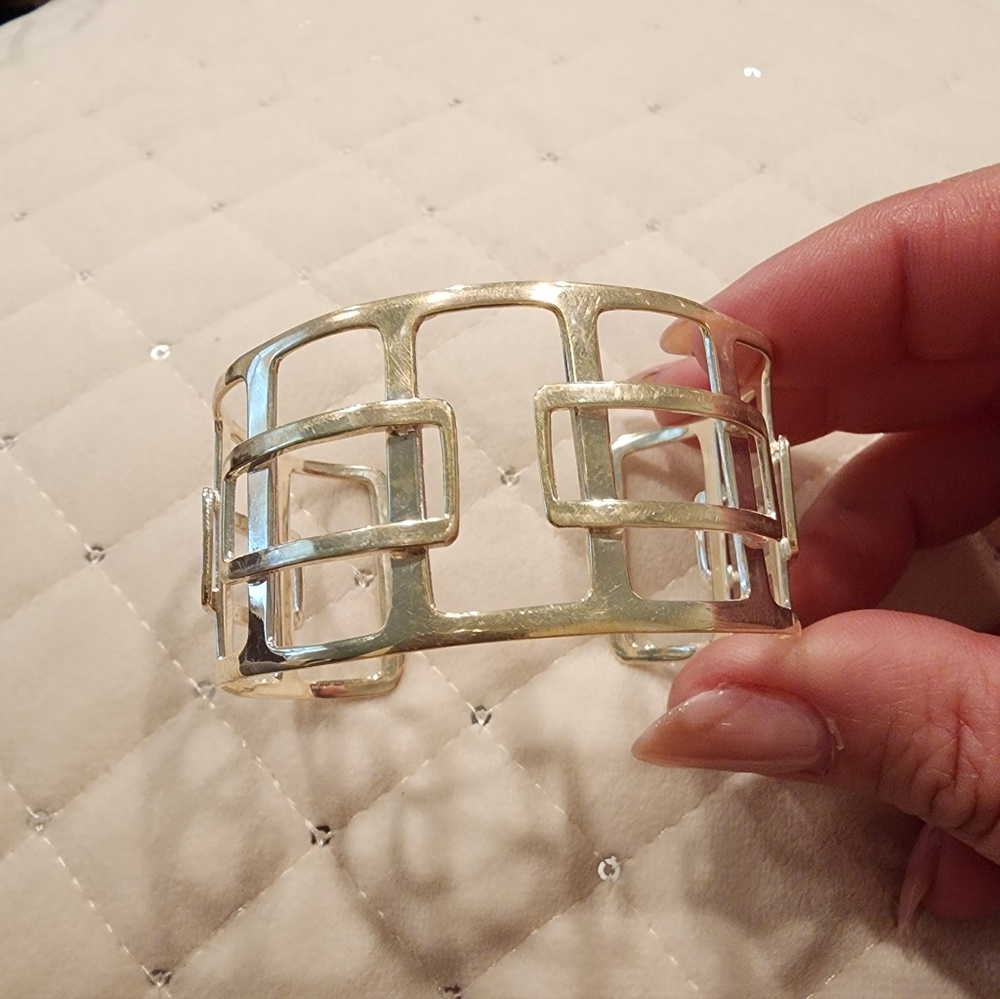 Sterling Silver Greek Key Inspired Cuff Bracelet